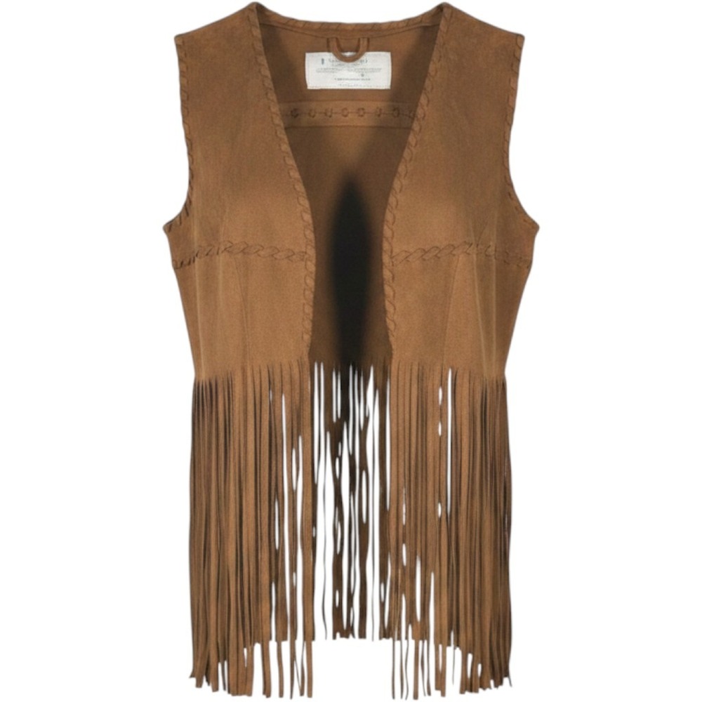 Fornia Kids Fringe Vest Girls Med 10 Brown Faux Suede Western Cowgirl Festival
